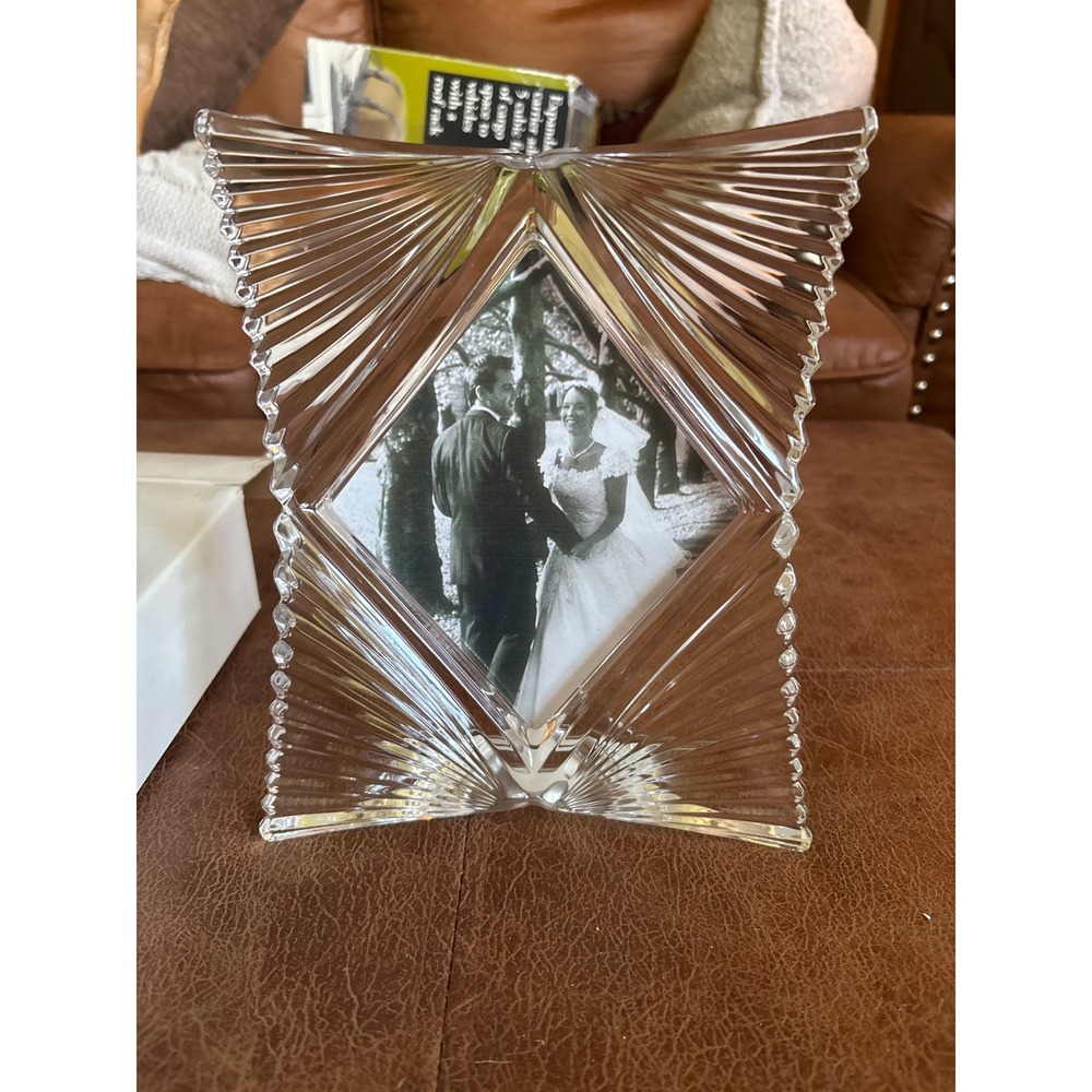 Mikasa Starlet Crystal Picture Frame Clear Sunburst Japan NEW